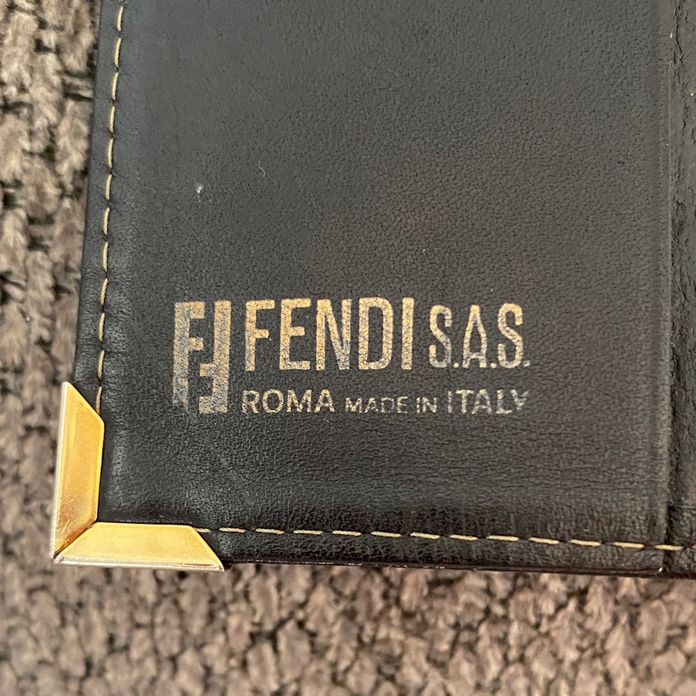 Fendi Tan and Black Logo checkbook holder - Picture 3 of 13